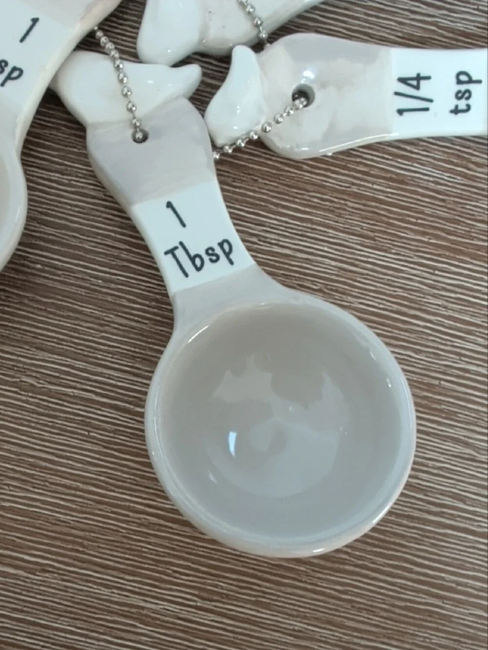 White Ceramic Measuring Spoon Set – 4 Piece Kitchen Baking Spoons